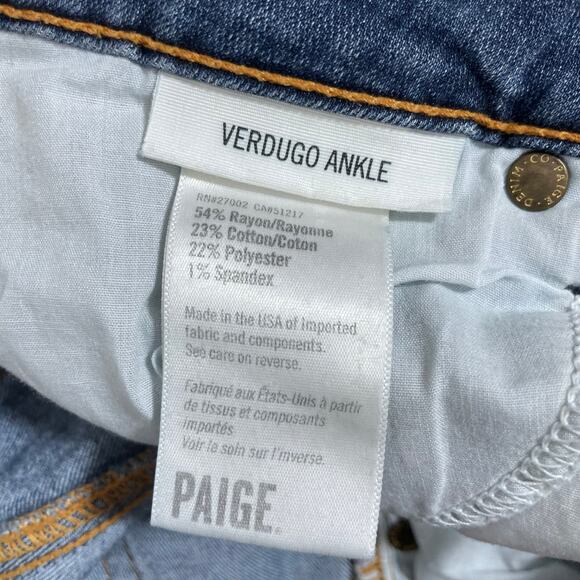 Paige Verdugo Ankle Women's Distressed Medium Wash Skinny Jeans - Size 29 - Mid - Picture 6 of 8